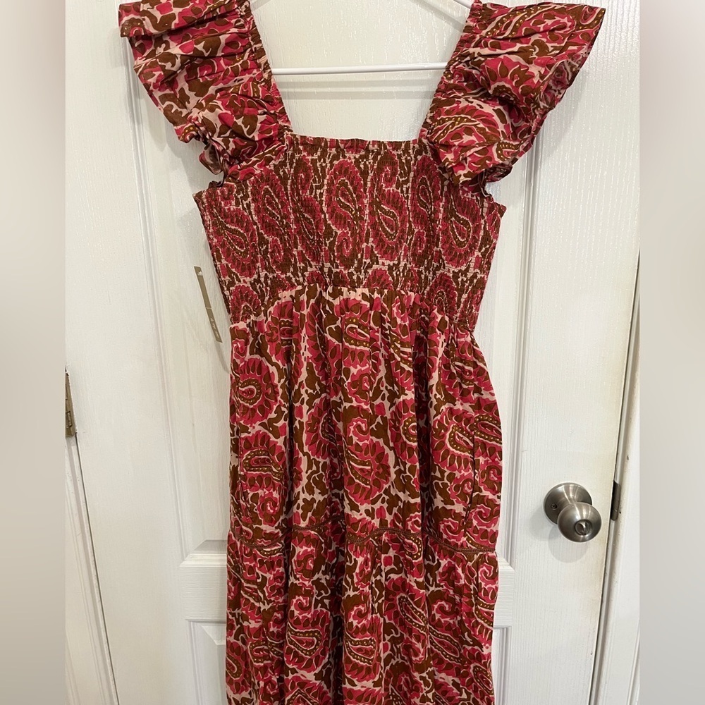 Cleobella Red Paisley Midi Dress with Puff Sleeves - Picture 7 of 7